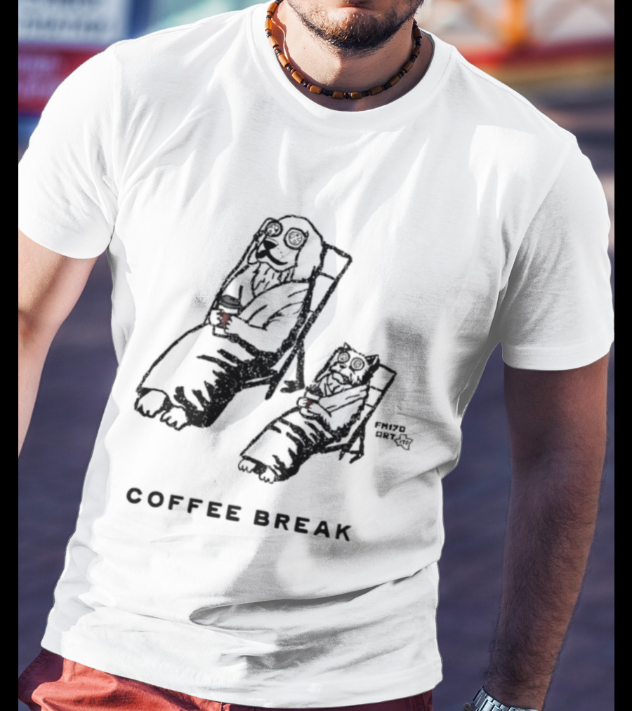Coffee Break With Relaxing Dog And Cat T-Shirt
