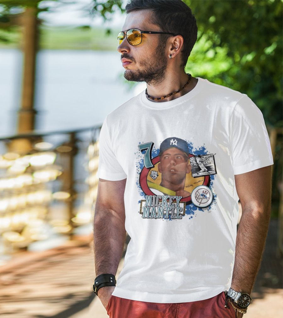 Mickey Mantle 7 Yankees Baseball T-Shirt