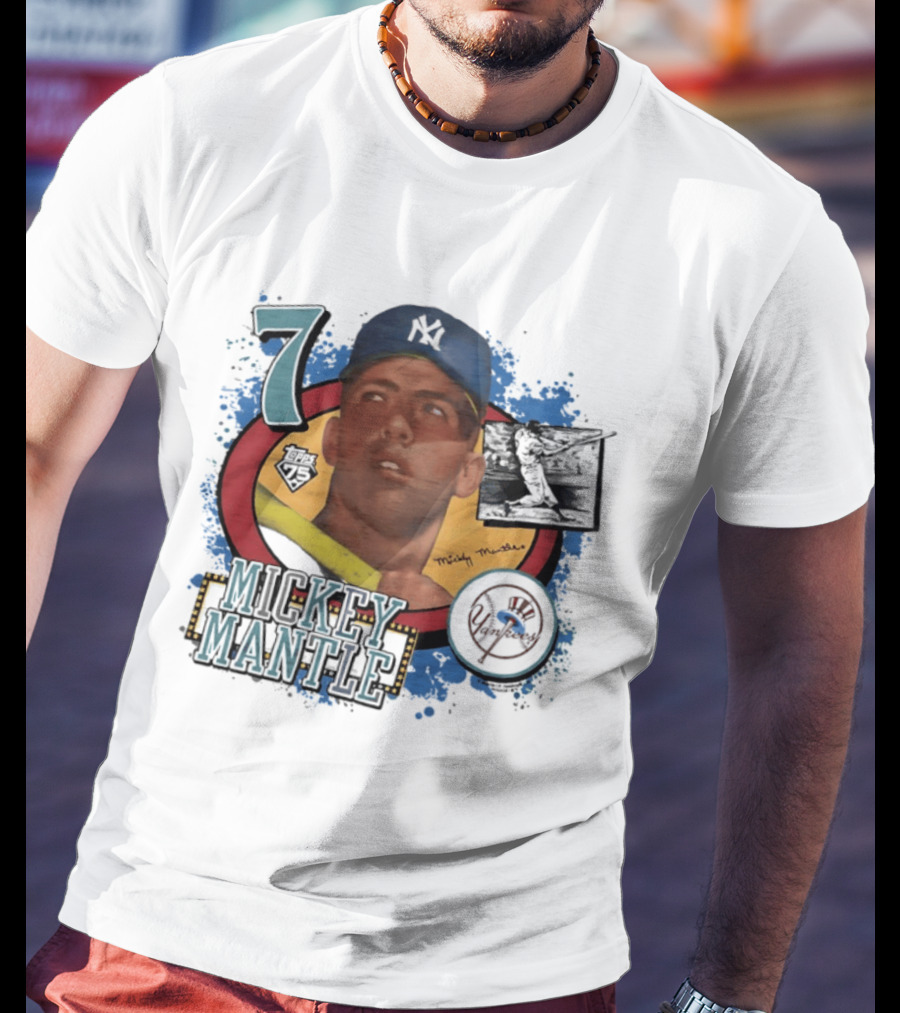 Mickey Mantle 7 Yankees Baseball T-Shirt