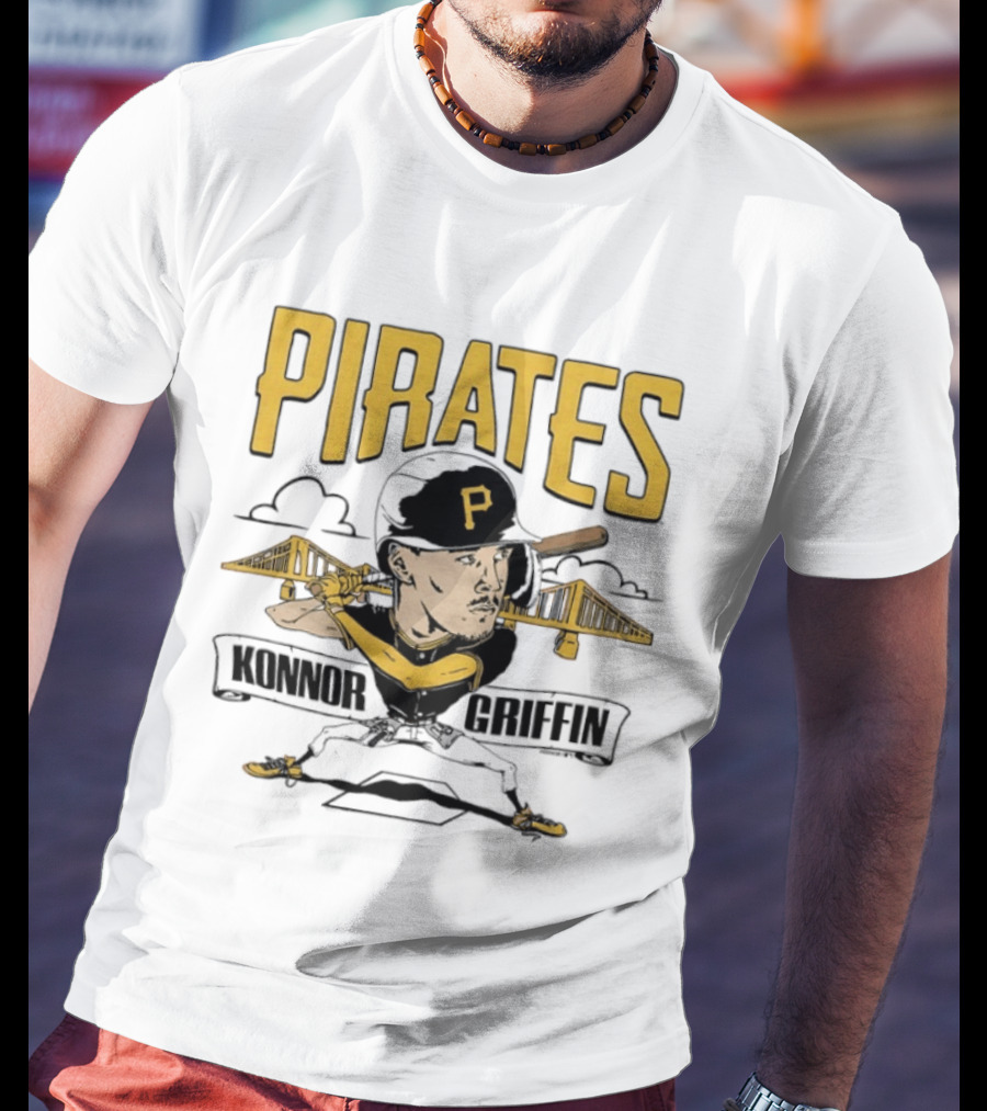 Pittsburgh Pirates Konnor Griffin Caricature Swing With Bridges T-Shirt