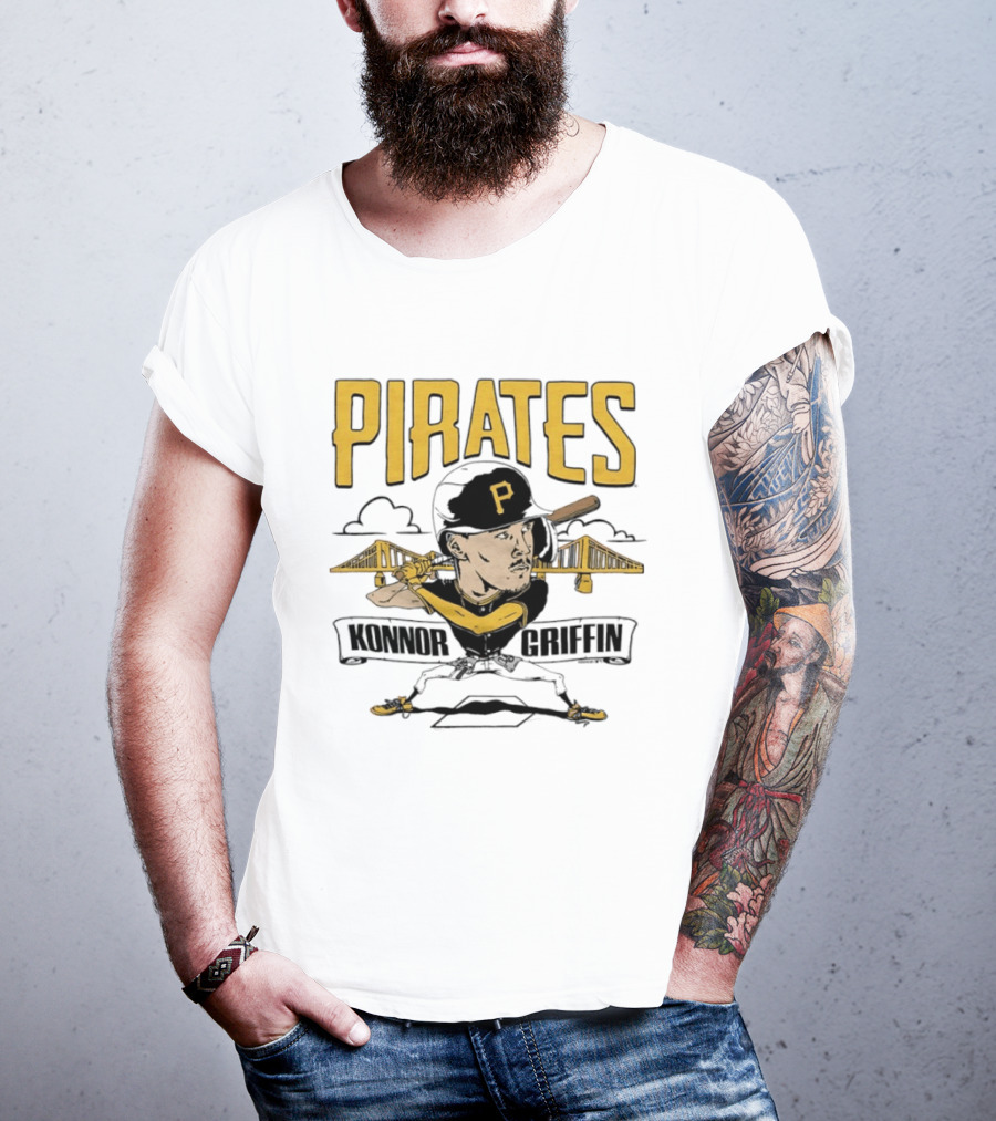 Pittsburgh Pirates Konnor Griffin Caricature Swing With Bridges T-Shirt