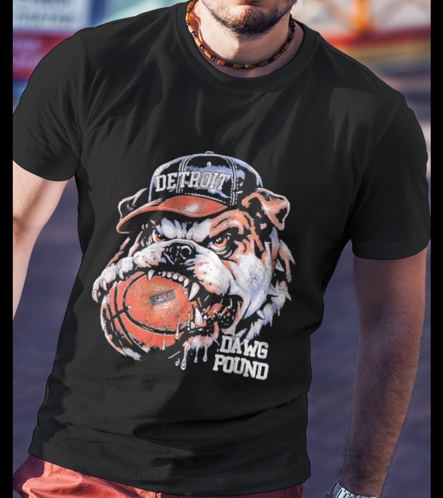 Detroit Bulldog Holding Basketball Dawg Pound T-Shirt