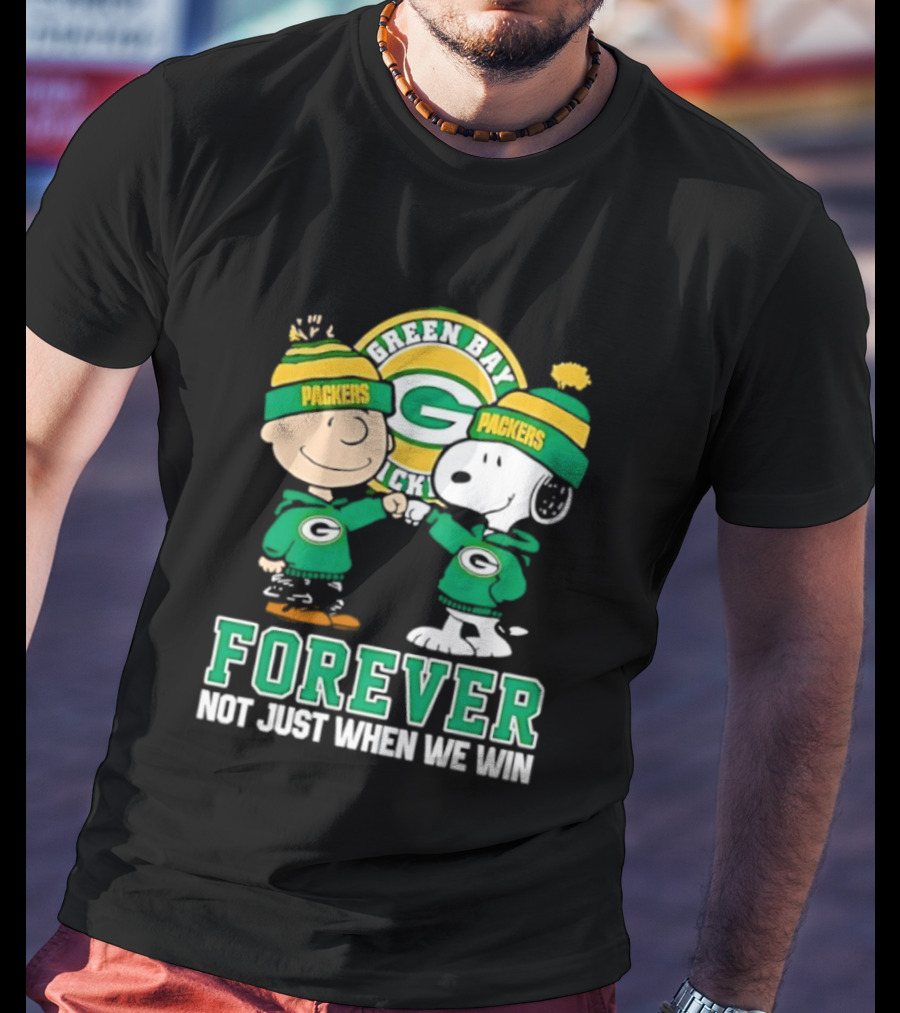 Peanuts Charlie Brown Snoopy Green Bay Packers Forever Not Just When We Win T-Shirt