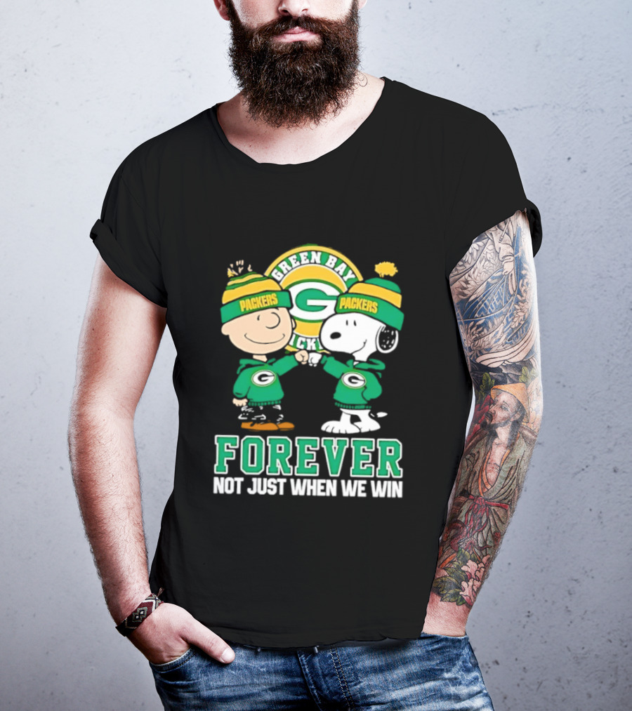 Peanuts Charlie Brown Snoopy Green Bay Packers Forever Not Just When We Win T-Shirt