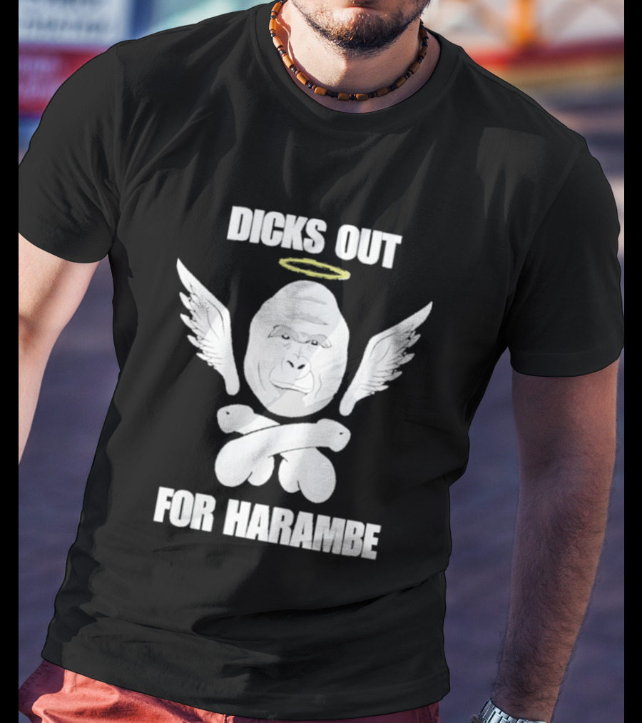 Gorilla With Wings Halo Dicks Out For Harambe T-Shirt
