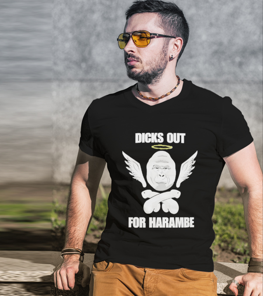 Gorilla With Wings Halo Dicks Out For Harambe T-Shirt