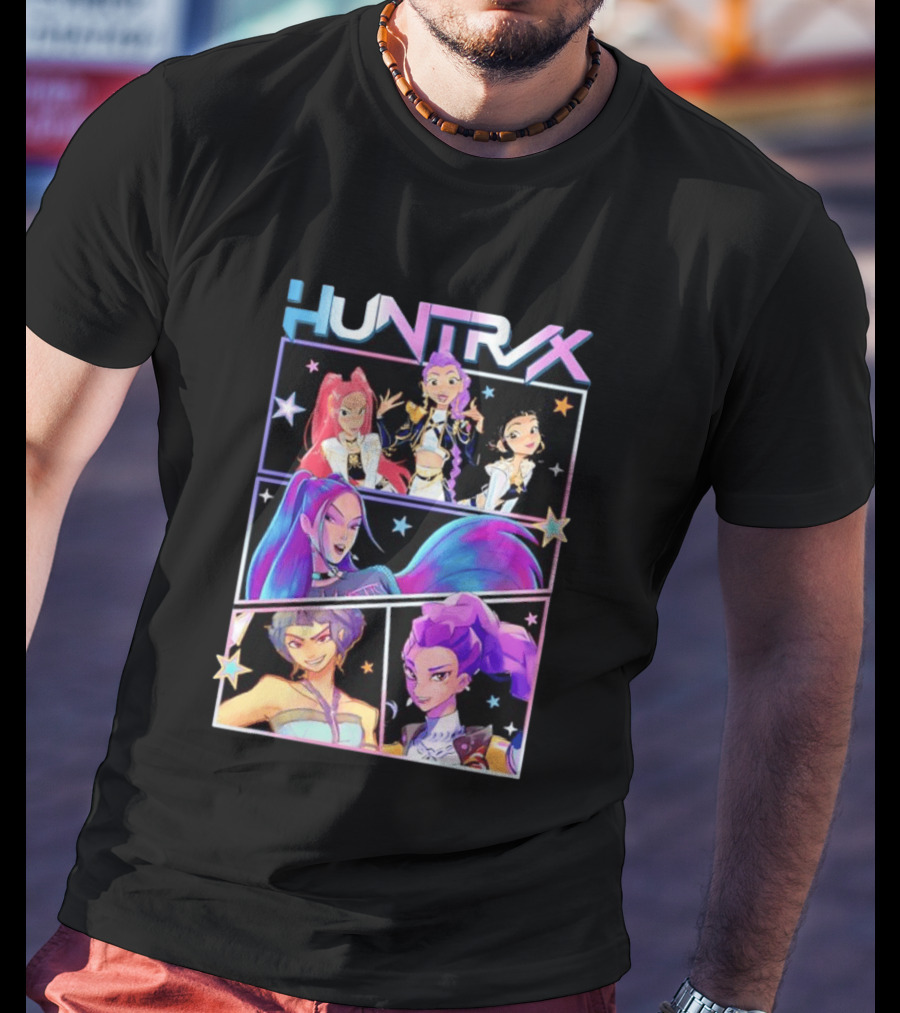 Huntrix Anime Character Panel Demon Hunter T-Shirt