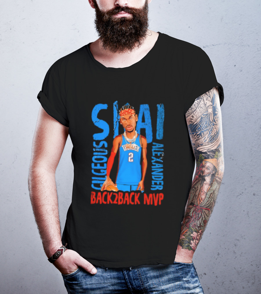 Shai Gilgeous Alexander Back 2 Back MVP Oklahoma City Basketball Player Number 2 T-Shirt