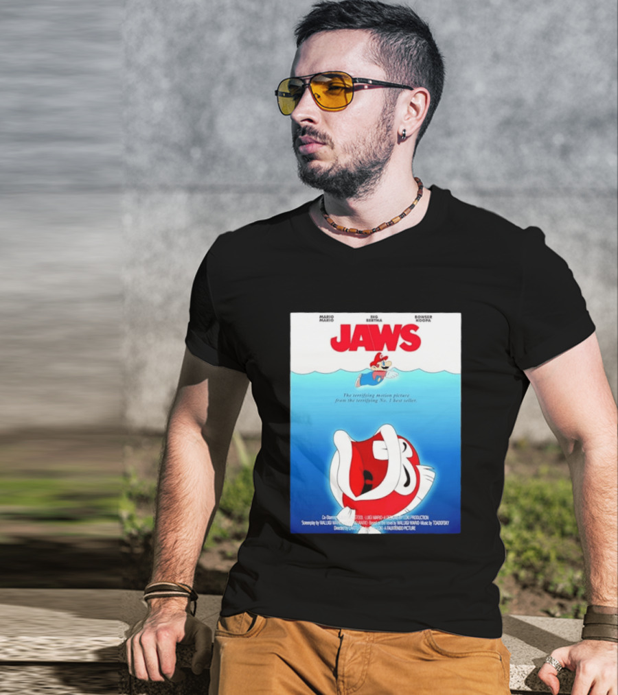 Mario Jaws Big Bertha Bowser Koopa Movie T-Shirt