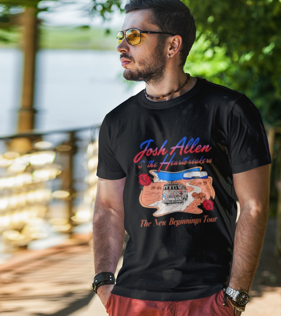Josh Allen And The Heartbreakers New Beginnings Tour Bills Stadium Path Roses T-Shirt