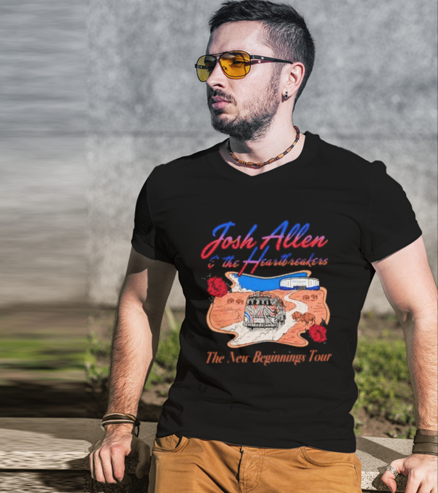 Josh Allen And The Heartbreakers New Beginnings Tour Bills Stadium Path Roses T-Shirt