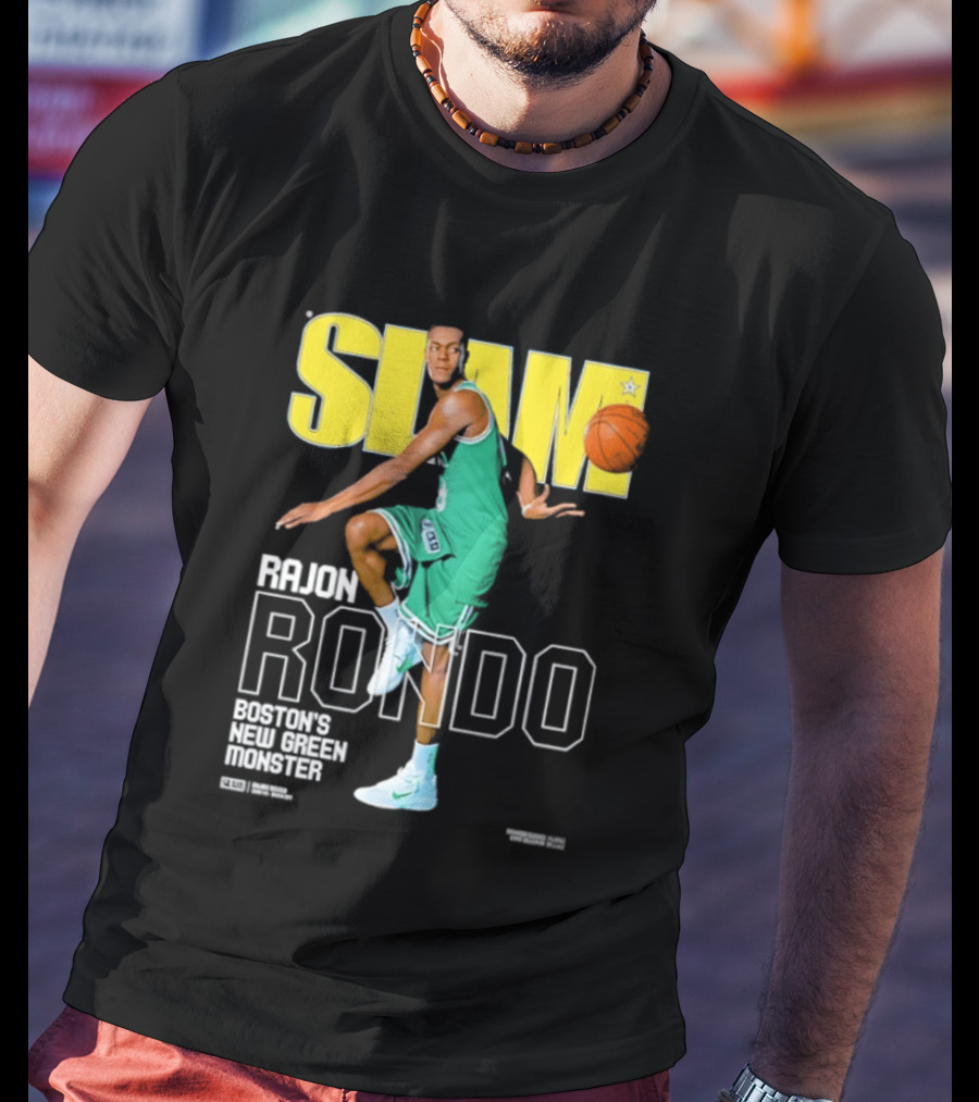 Slam Magazine Cover Rajon Rondo Boston New Green Monster Basketball T-Shirt