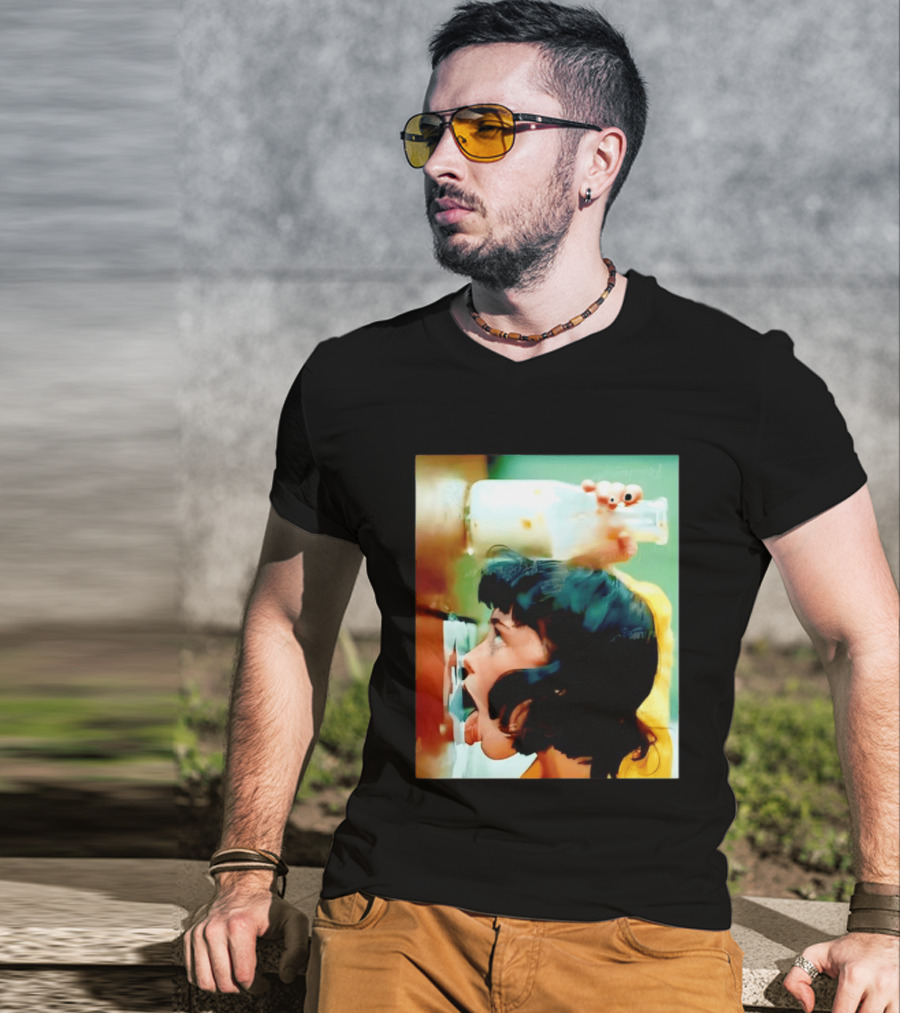The Girl With Banging Head Licking Milk Scene T-Shirt