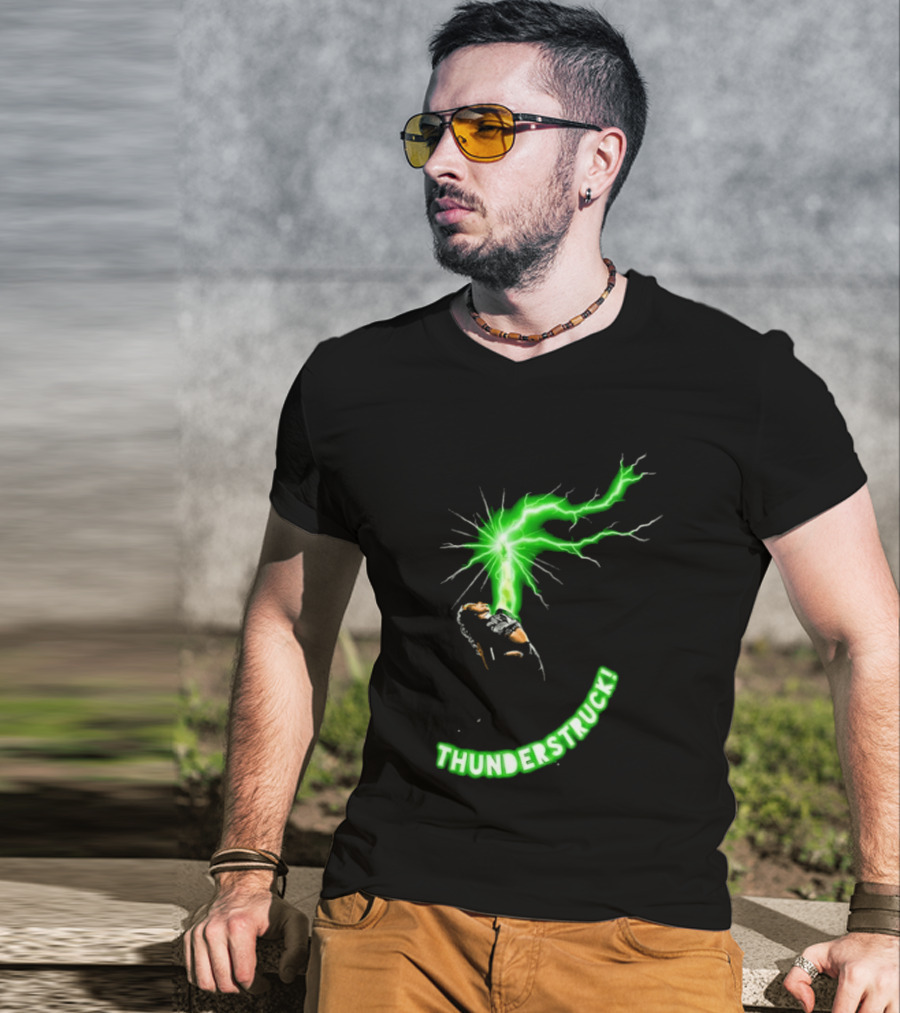 Thunderstruck Green Lightning Female Wrestler Power Burst T-Shirt