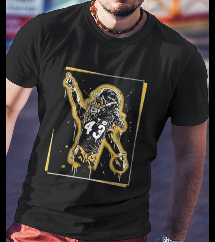 Troy Polamalu Pittsburgh Steelers 43 Splatter Paint Art Football T-Shirt