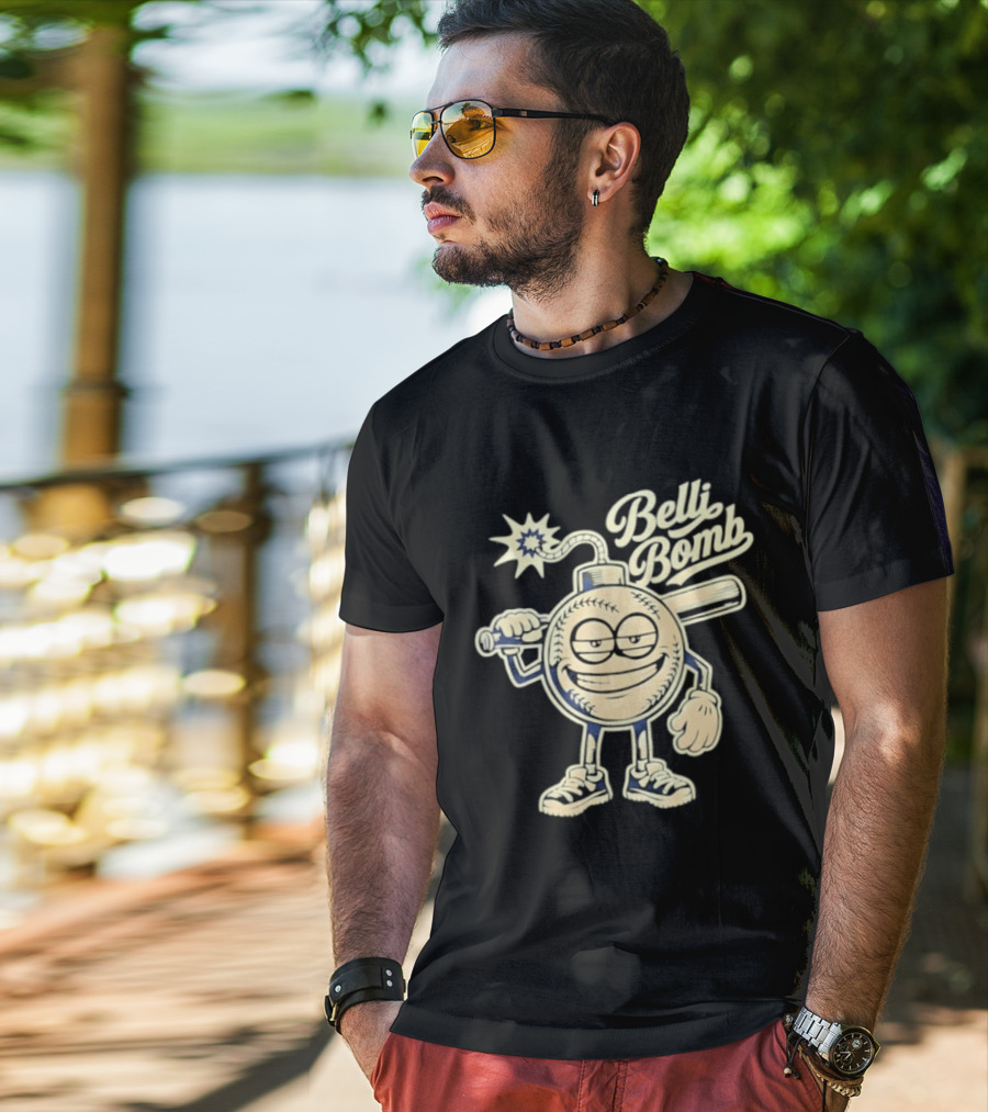 Belli Bomb Baseball Cartoon Bat T-Shirt