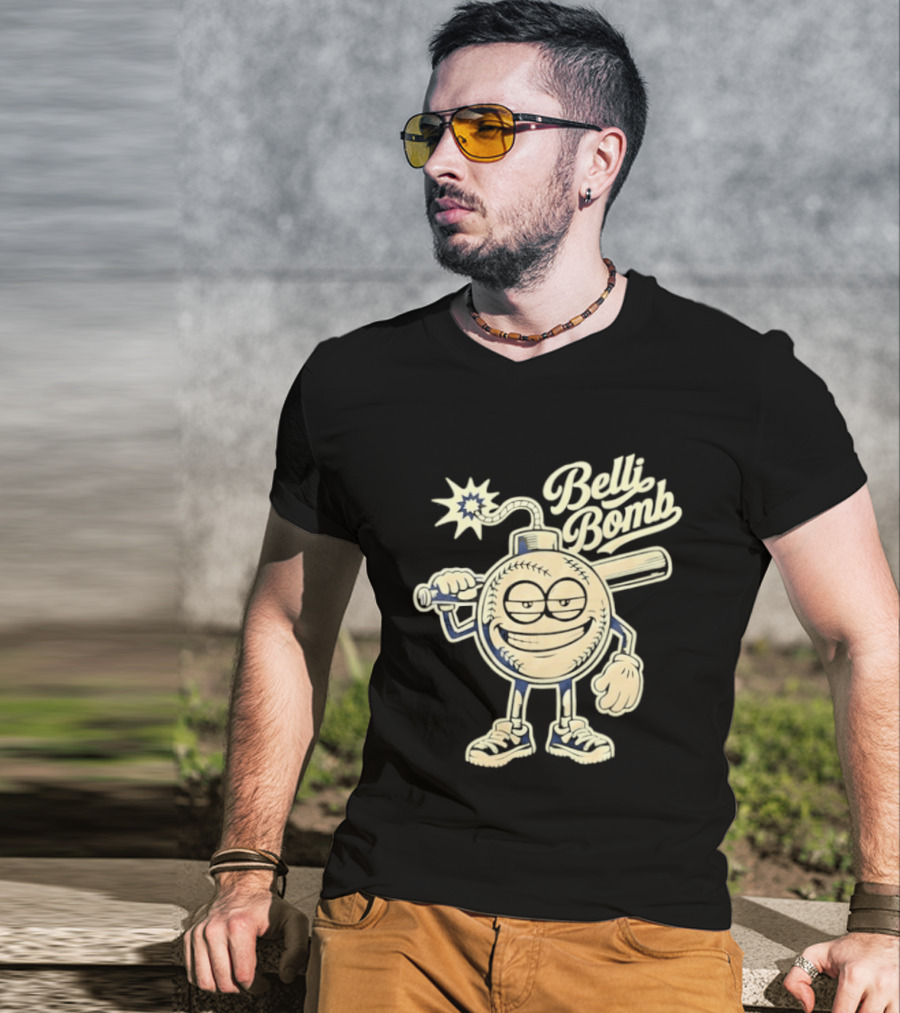 Belli Bomb Baseball Cartoon Bat T-Shirt