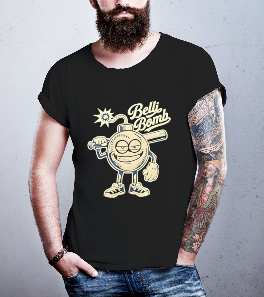 Belli Bomb Baseball Cartoon Bat T-Shirt