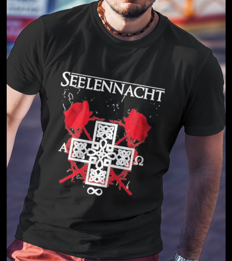 Seelennacht Celtic Cross Red Roses Alpha Omega Infinity T-Shirt