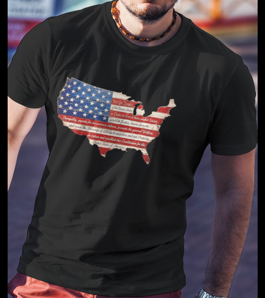 We The People Flag Map Of The United States Constitution T-Shirt