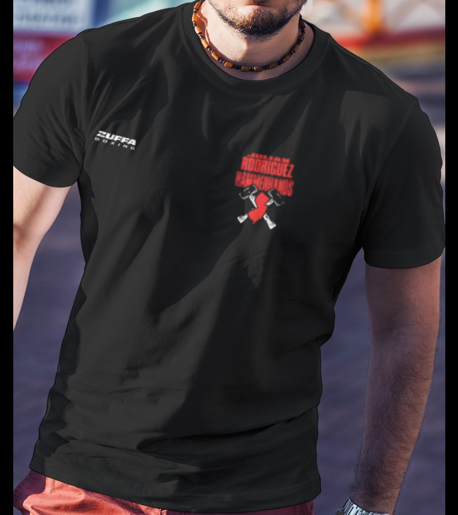 Zuffa Boxing Julian Rodriguez Hammer Hands Red Gloves Crossed Hammers T-Shirt