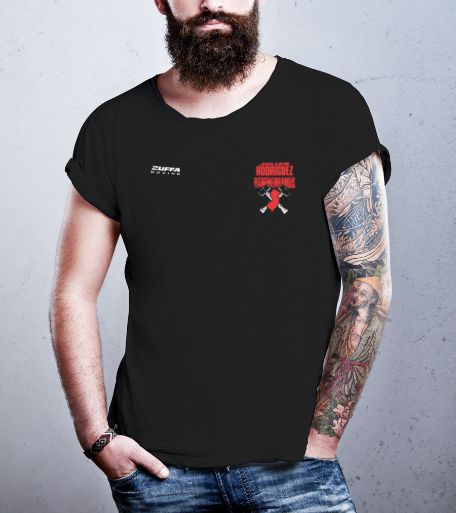 Zuffa Boxing Julian Rodriguez Hammer Hands Red Gloves Crossed Hammers T-Shirt