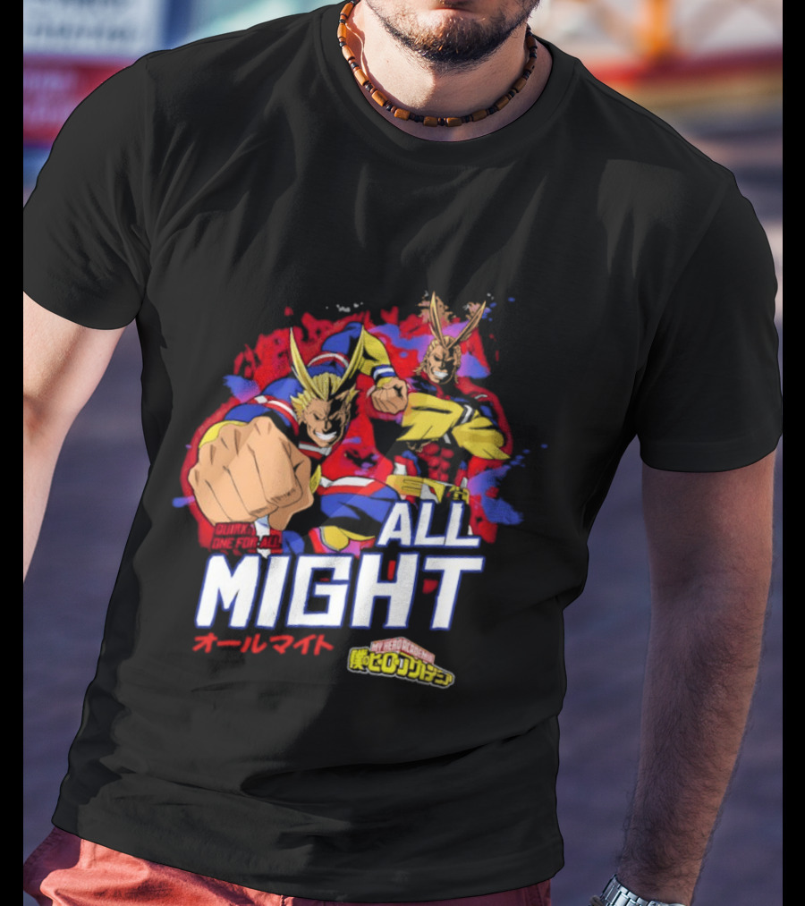 All Might My Hero Academia Anime Hero Iconic Character Art Quirk One For All T-Shirt