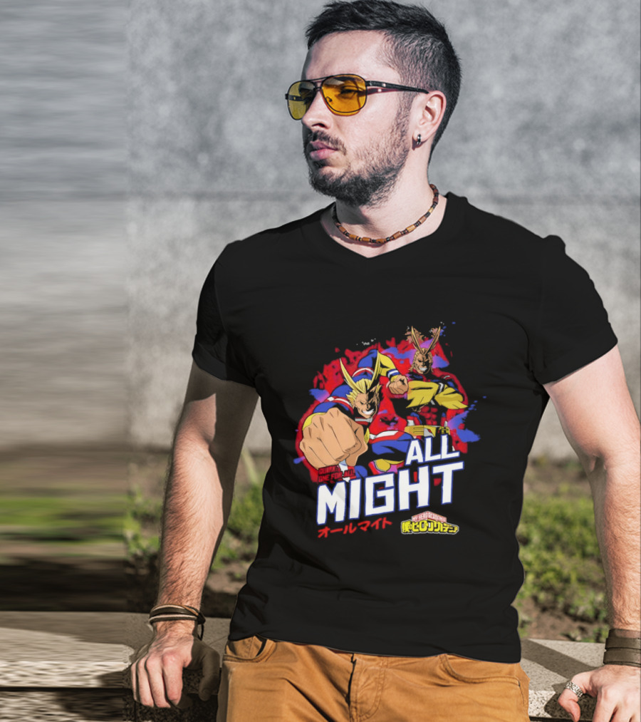 All Might My Hero Academia Anime Hero Iconic Character Art Quirk One For All T-Shirt