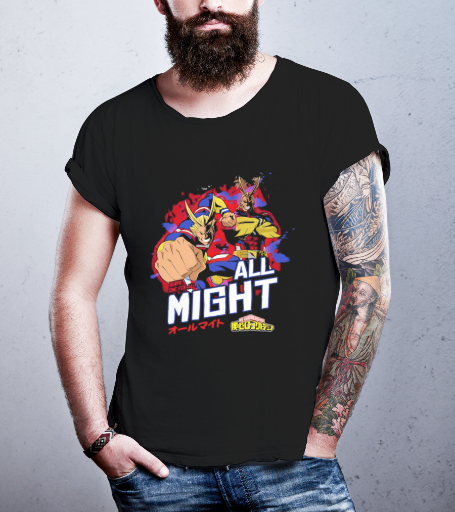 All Might My Hero Academia Anime Hero Iconic Character Art Quirk One For All T-Shirt