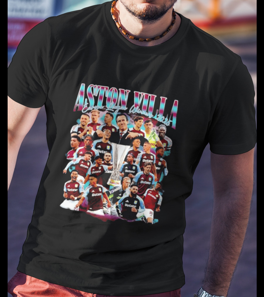 Aston Villa Europa League Winners 2026 Collage T-Shirt