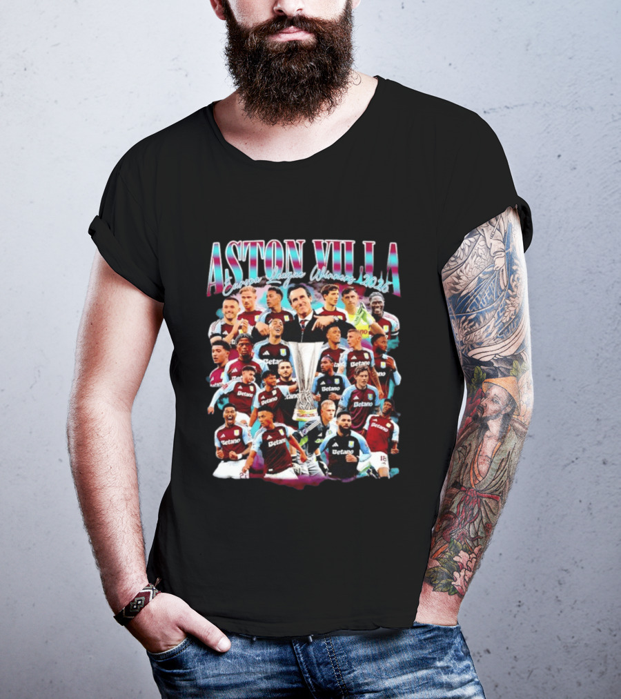 Aston Villa Europa League Winners 2026 Collage T-Shirt