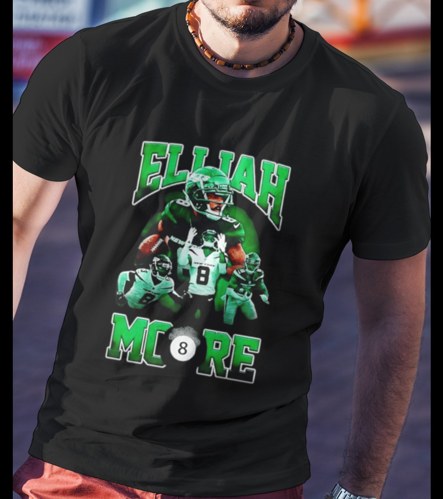 Elijah Moore New York Jets Number 8 NFL Team Player T-Shirt