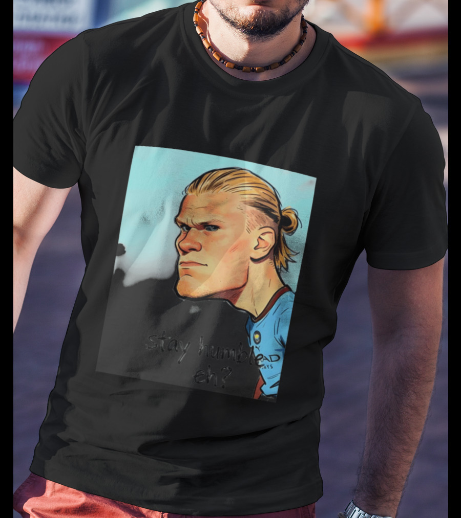 Erling Haaland Cartoon Manchester City Stay Humble Eh T-Shirt