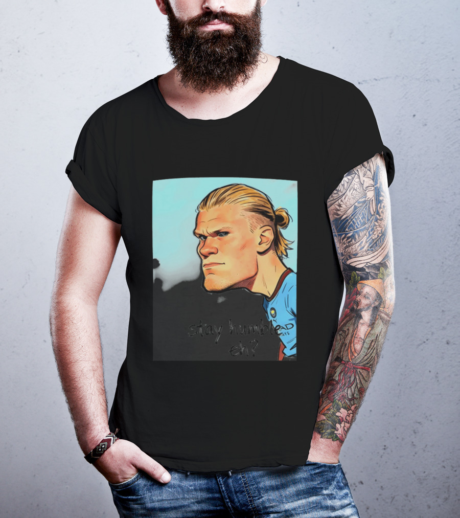 Erling Haaland Cartoon Manchester City Stay Humble Eh T-Shirt