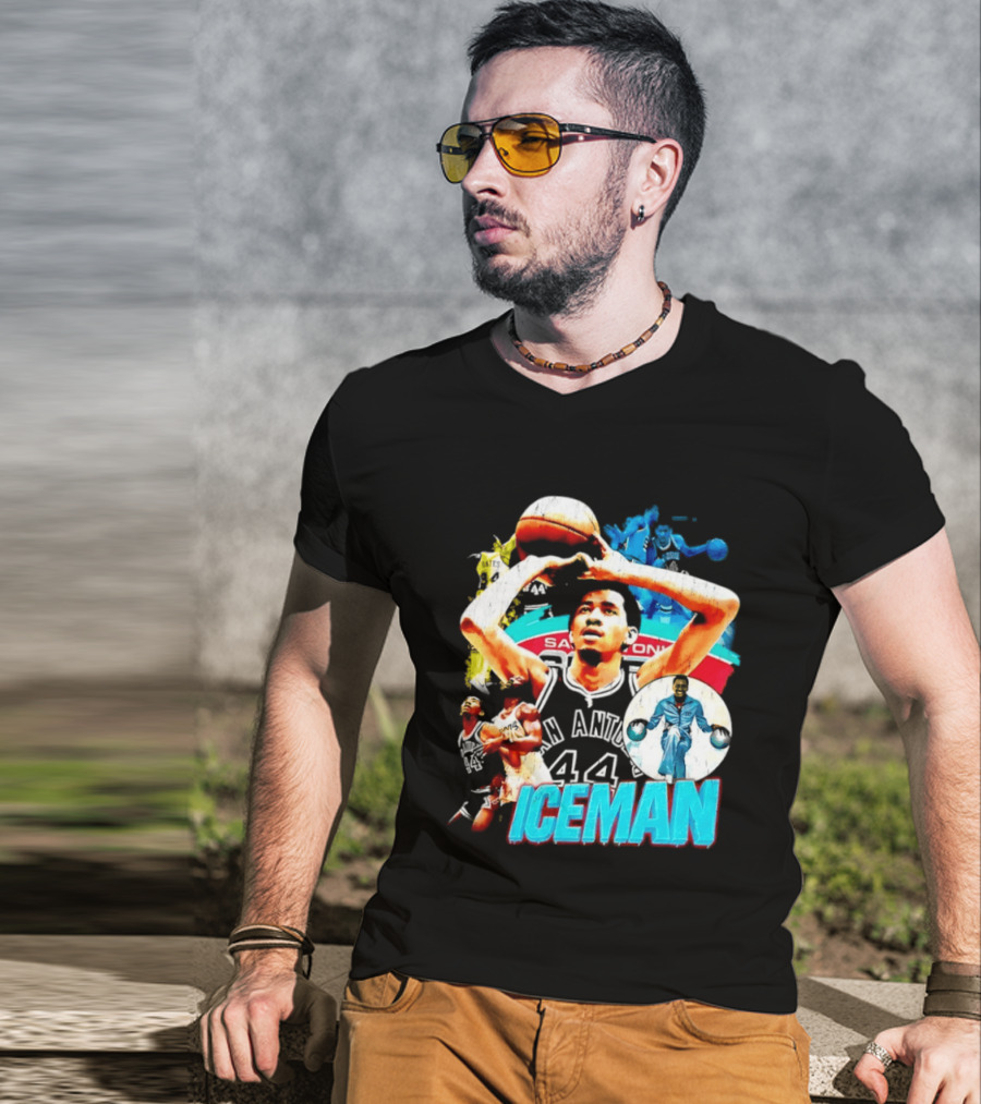 George Gervin Iceman San Antonio Spurs 44 Basketball Legend T-Shirt