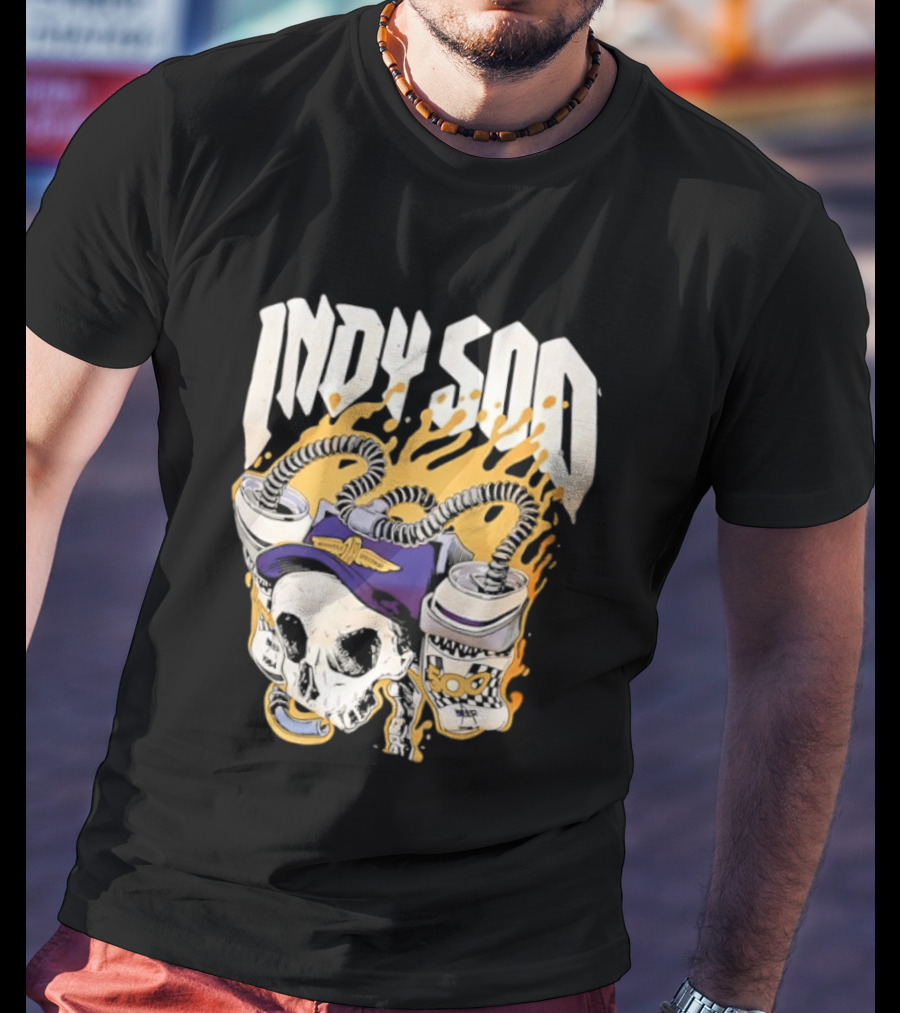 Indy 500 Skull Cap Beer Drinking Racing T-Shirt