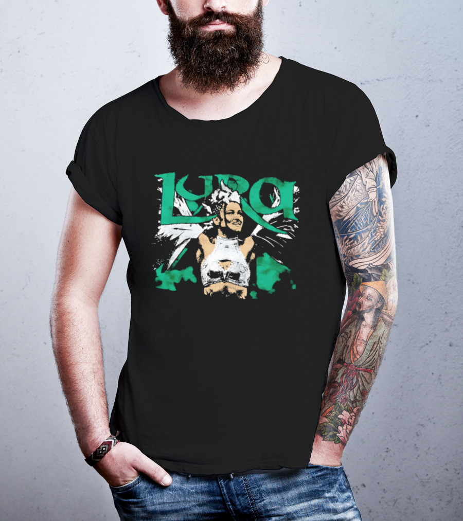 Lyra Valkyria WWE Wrestling White Outfit Green Accents T-Shirt