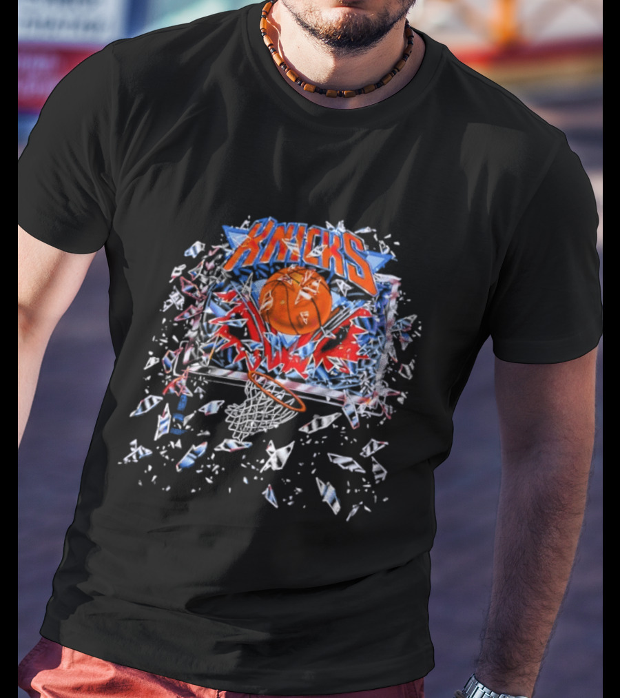 New York Knicks Basketball Backboard Shatter Explosive Glass Impact T-Shirt