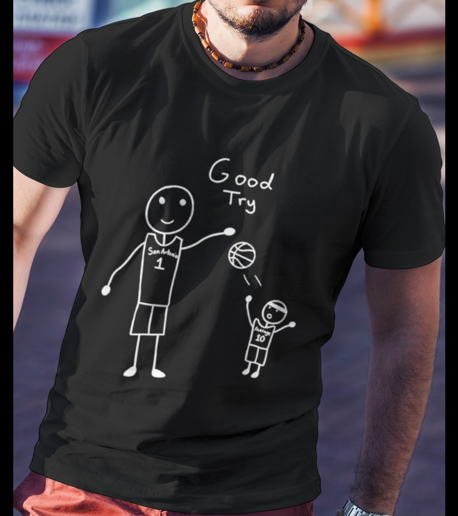 San Antonio Spurs Victor Wembanyama Good Try Basketball Cartoon T-Shirt