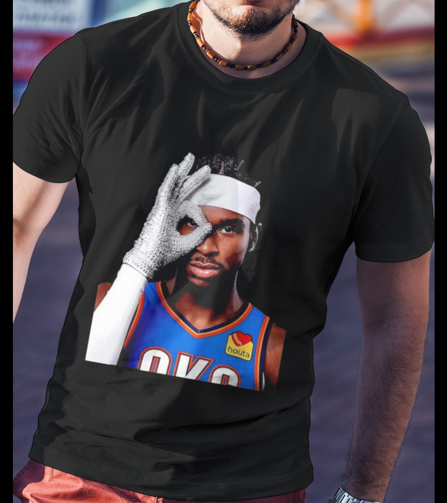 Shai Gilgeous Alexander Oklahoma City Thunder Clutch Player Of The Year 2026 Glitter Gloves Houta OKC T-Shirt