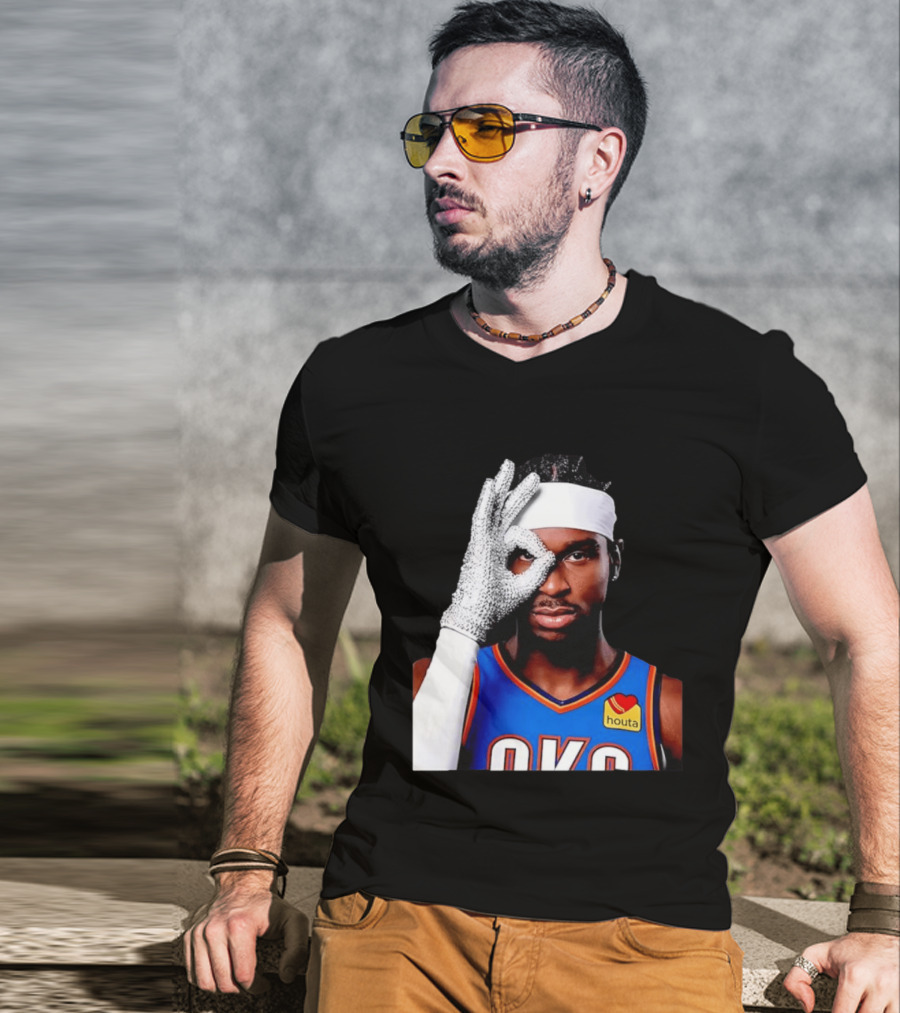 Shai Gilgeous Alexander Oklahoma City Thunder Clutch Player Of The Year 2026 Glitter Gloves Houta OKC T-Shirt