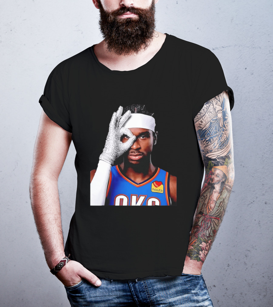 Shai Gilgeous Alexander Oklahoma City Thunder Clutch Player Of The Year 2026 Glitter Gloves Houta OKC T-Shirt