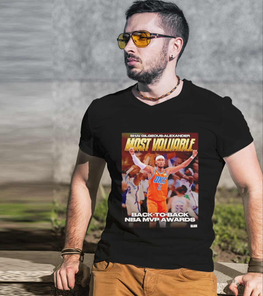 Shai Gilgeous Alexander Oklahoma City Thunder Most Valuable Back To Back NBA MVP Awards T-Shirt