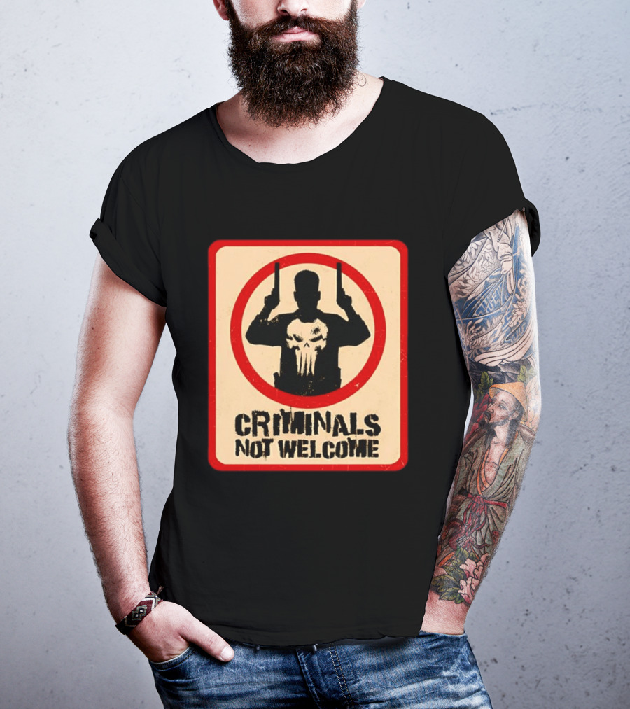 The Punisher Marvel Comics Criminals Not Welcome T-Shirt
