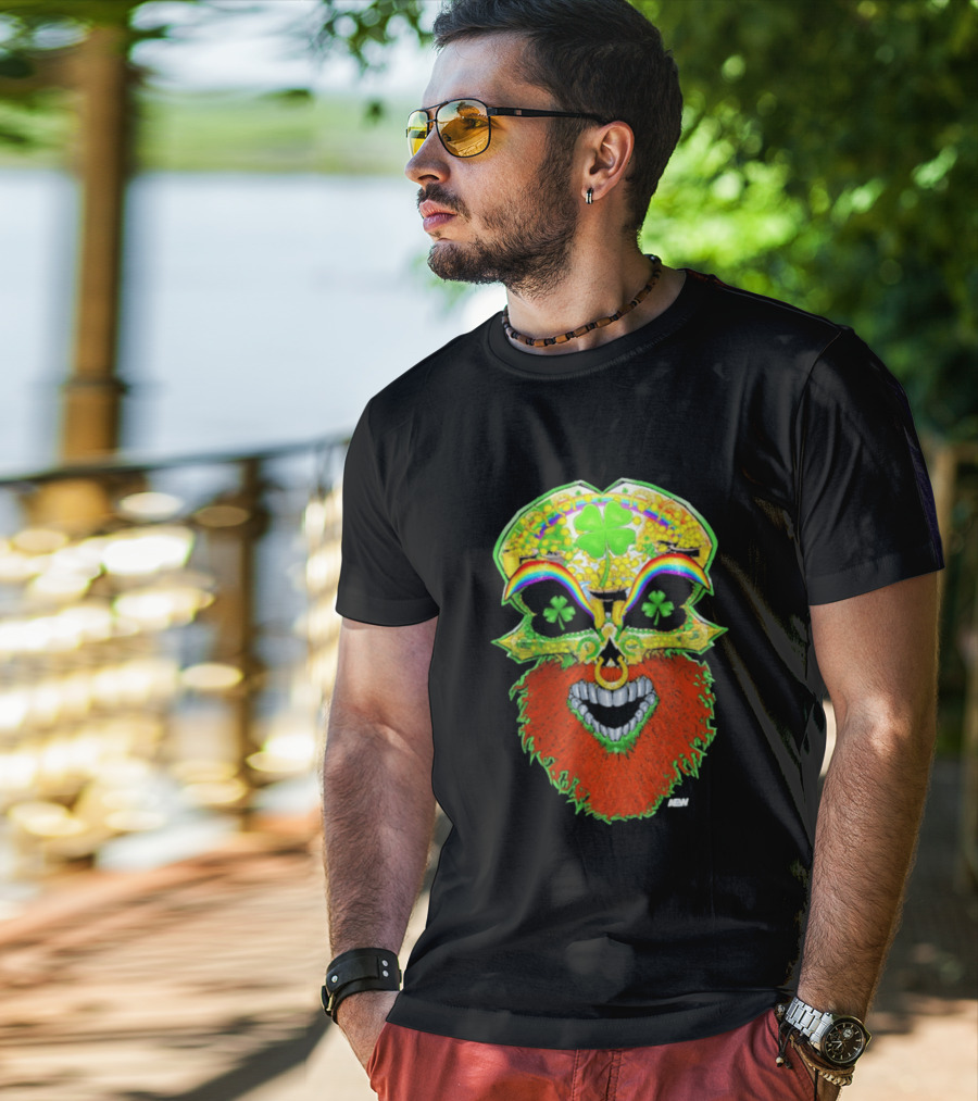 Tommaso Ciampa Lucky Psycho AEW Skull Four Leaf Clover Rainbow T-Shirt