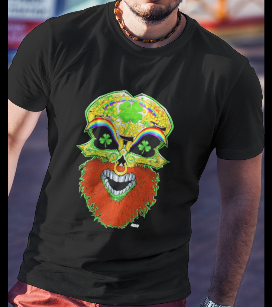 Tommaso Ciampa Lucky Psycho AEW Skull Four Leaf Clover Rainbow T-Shirt