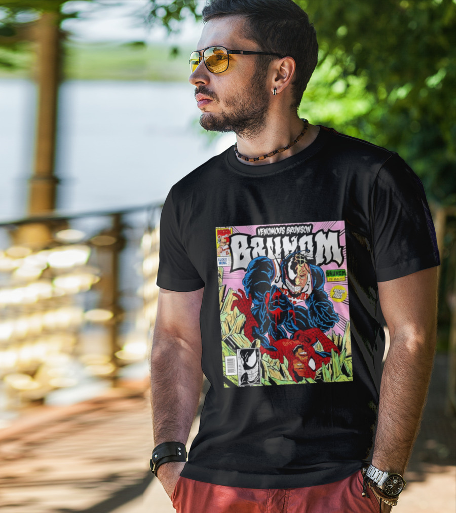 Venomous Brunson Venom X Jalen Brunson Marvel Comic Brunes Back Cover Price T-Shirt