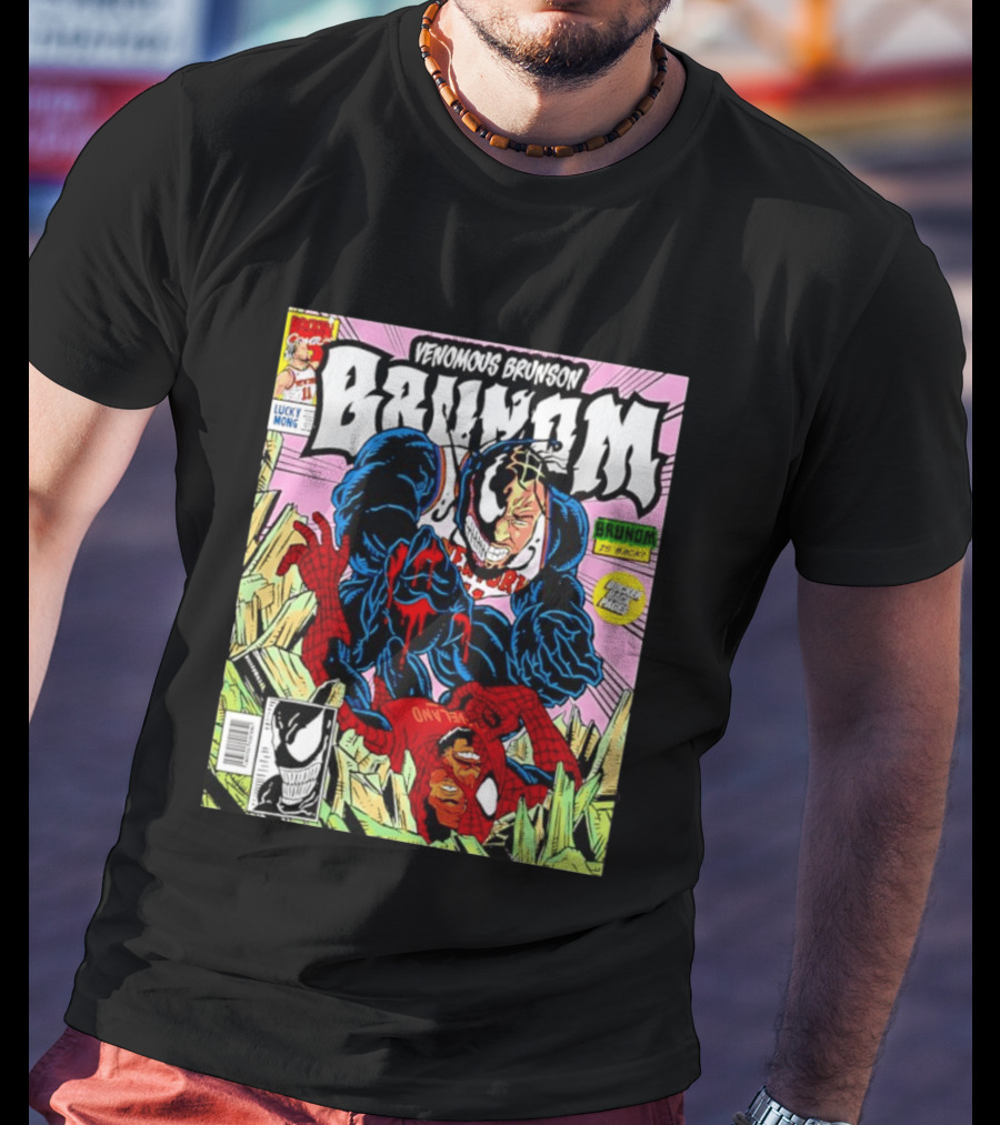 Venomous Brunson Venom X Jalen Brunson Marvel Comic Brunes Back Cover Price T-Shirt