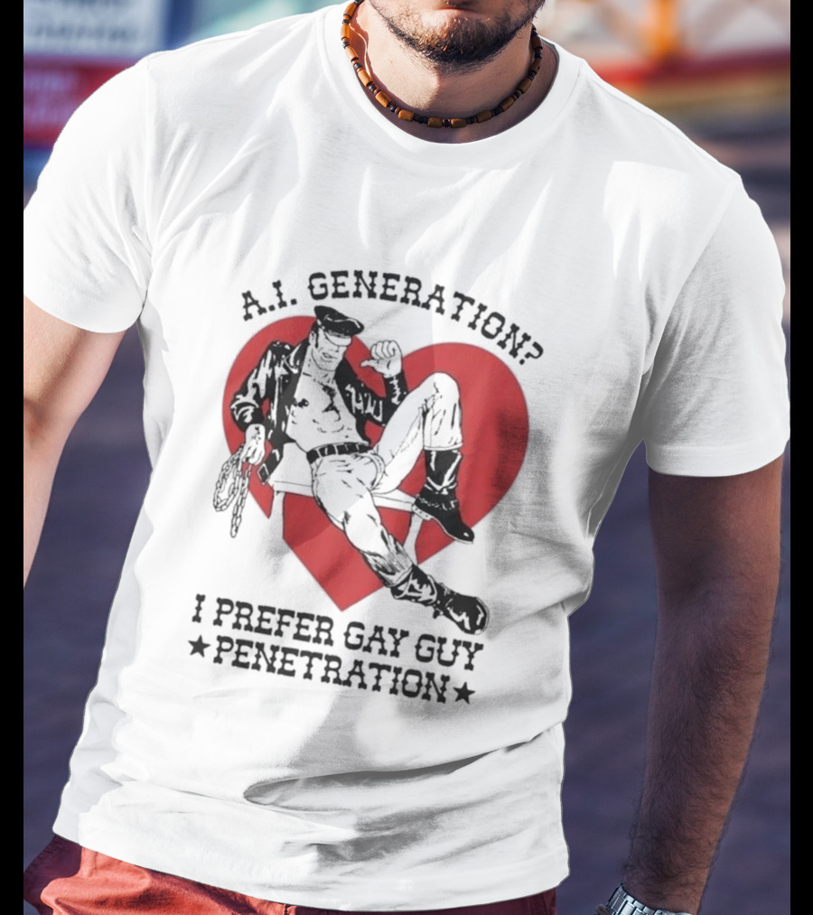 A.I. Generation I Prefer Gay Guy Penetration Heart Background Leather Outfit T-Shirt