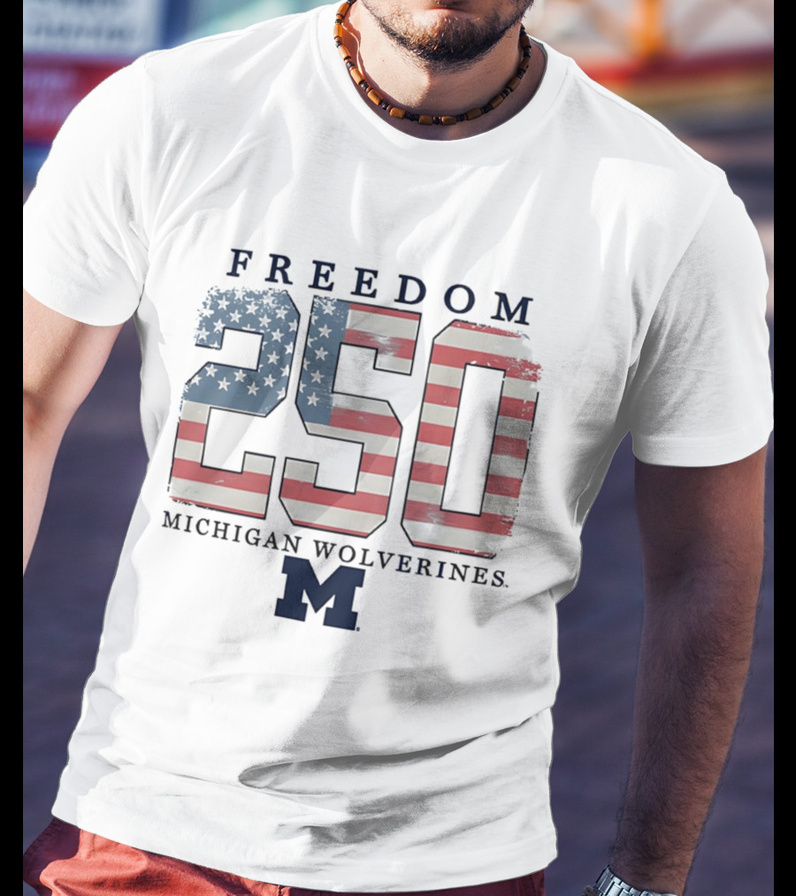 Michigan Wolverines Freedom 250 American Flag T-Shirt